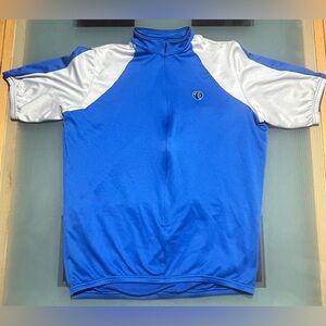 Pearl Izumi Cycling Jersey 3/4 Zip Blue White Shirt Pockets Men's Size L